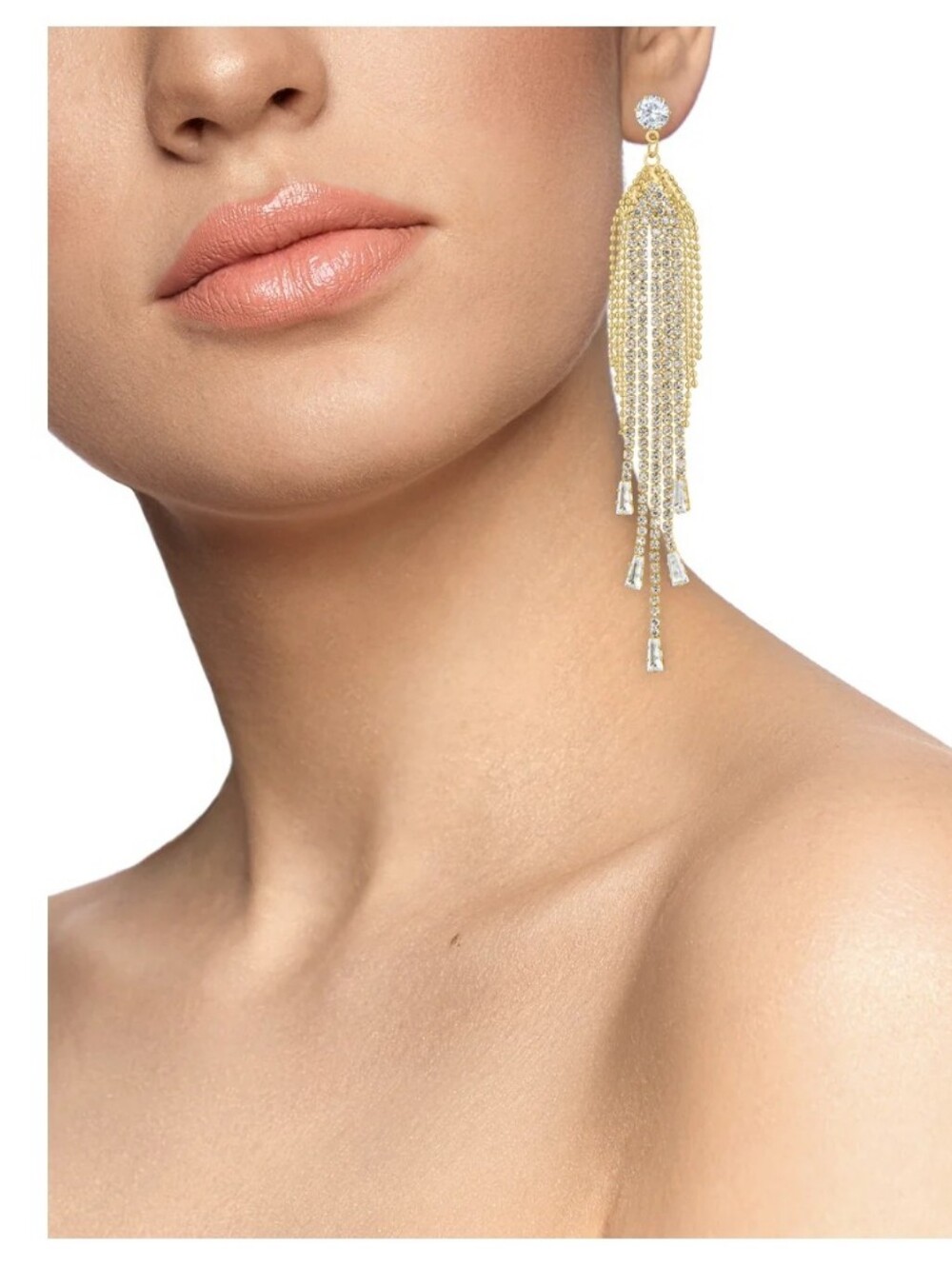 Jardin Crystal Chandalier Drop Earrings In Gold Plate Over Brass